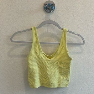 Urban Outfitters Patterned Cropped Tank Top, Size M/L, Bright Yellow